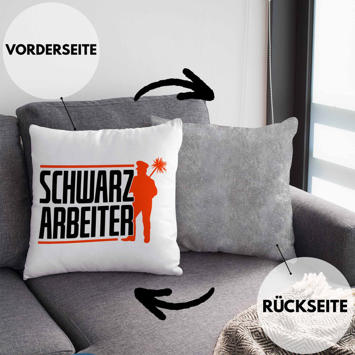 Lustiges Geschenk für Schornsteinfeger Spruch Geschenkdiee SchwarzarbeiterKissen mit Füllung 40x40 (Grau) Grau Trendation