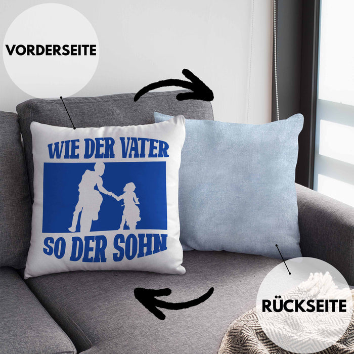 Lustige Motorrad-Kissen mit Füllung 40x40 für Vater und Sohn Geschenk zum Vatertag Wie Der Vater So Der Sohn (Grau) Blau Trendation