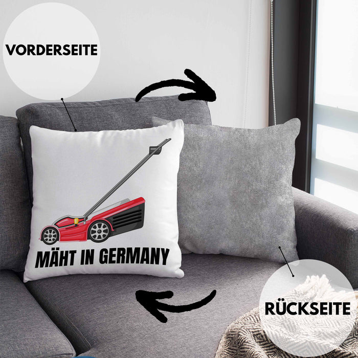 Mäht In Germany Kissen mit Füllung 40x40 Geschenk Gärtner für Hobbygärtner Geschenkidee Geburtstag (Grau) Grau Trendation