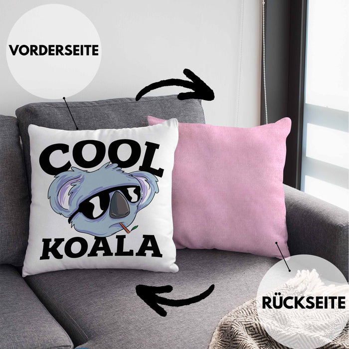Kissen mit Füllung 40x40 Koala Geschenkidee für Koala-Liebhaber Kissen mit Füllung 40x40 Koala-Aufdruck (Grau) Rosa Trendation