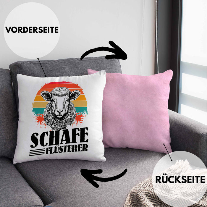 Schaf Kissen mit Füllung 40x40 Geschenk für Schaf-Hirte Schaf Flüsterer Geschenkdiee (Grau) Rosa Trendation