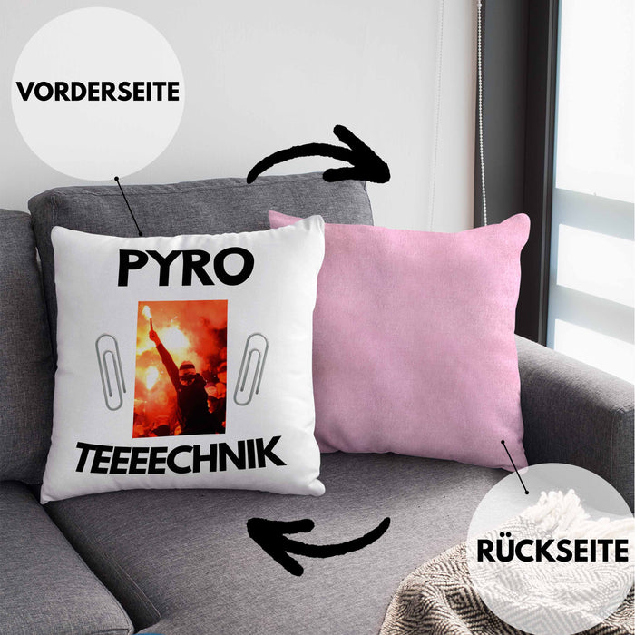 Pyrotechnik Kissen mit Füllung 40x40 Geschenk Pyrotechnik Ist Doch Kein Verbrechen Meme Joke (Grau) Rosa Trendation