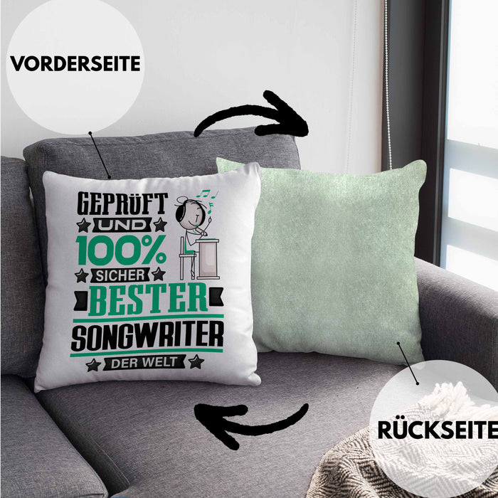 Songwriter Geschenk Lustiger Spruch für Songwriter Geschenkidee Bester Songwriter Der WeltKissen mit Füllung 40x40 (Grau) Grün Trendation