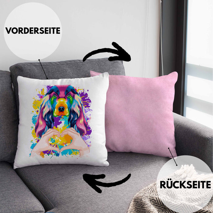 Cocker Spaniel Besitzer Farbe Love Kissen mit Füllung 40x40 Geschenk Lustiger Spruch Geschenkidee Cocker Spaniel Besitzerin (Grau) Rosa Trendation