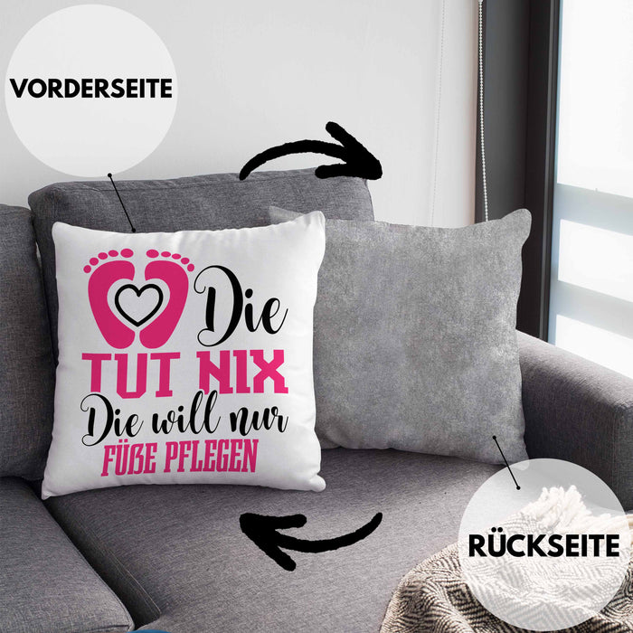Lustige Kissen mit Füllung 40x40 für Fußpflegerinnen Geschenk für Fußpflege (Grau) Grau Trendation