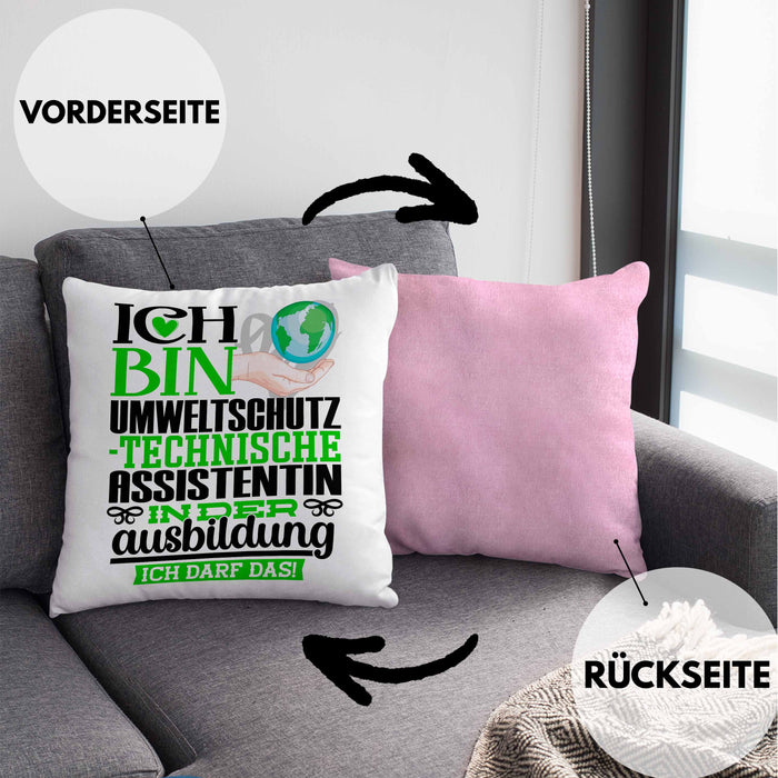 Umweltschutztechnische Assistentin Ausbildung Start Geschenk Kissen mit Füllung 40x40 Ich Bin Umweltschutztechnische Assistentin In Der Ausbildung Ich Darf Das Geschenkidee (Grau) Rosa Trendation