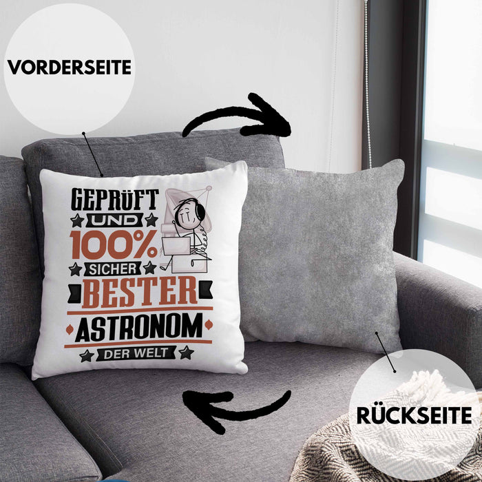 Astronom Geschenk Lustiger Spruch für Astronom Geschenkidee Bester Astronom Der WeltKissen mit Füllung 40x40 (Grau) Grau Trendation