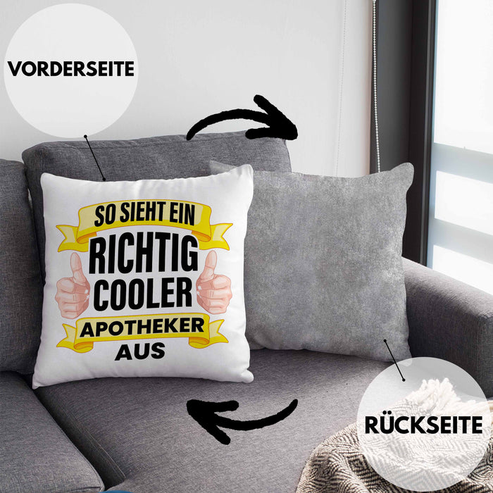 Apotheker Kissen mit Füllung 40x40 Geschenk Spruch Pharmazie Lustig (Grau) Grau Trendation