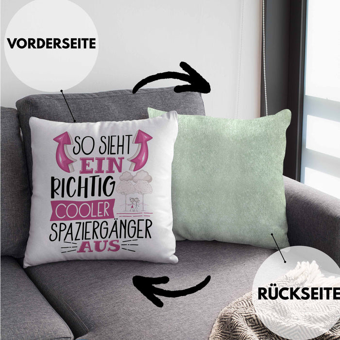 So Sieht Ein Richtig Cooler Spaziergänger Aus Geschenk Kissen mit Füllung 40x40 Lustiger Spruch Geschenkidee (Grau) Grün Trendation