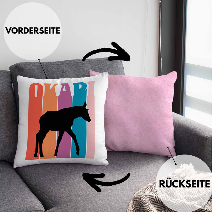Lustige Okapi Kissen mit Füllung 40x40 Geschenk für Okapi Liebhaber Grafik (Grau) Rosa Trendation