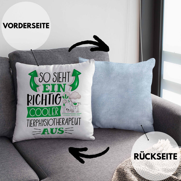 Tierphysiotherapeut Kissen mit Füllung 40x40 So Sieht Ein Richtig Cooler Tierphysiotherapeut Aus Geschenk Lustiger Spruch Geschenkidee (Grau) Blau Trendation