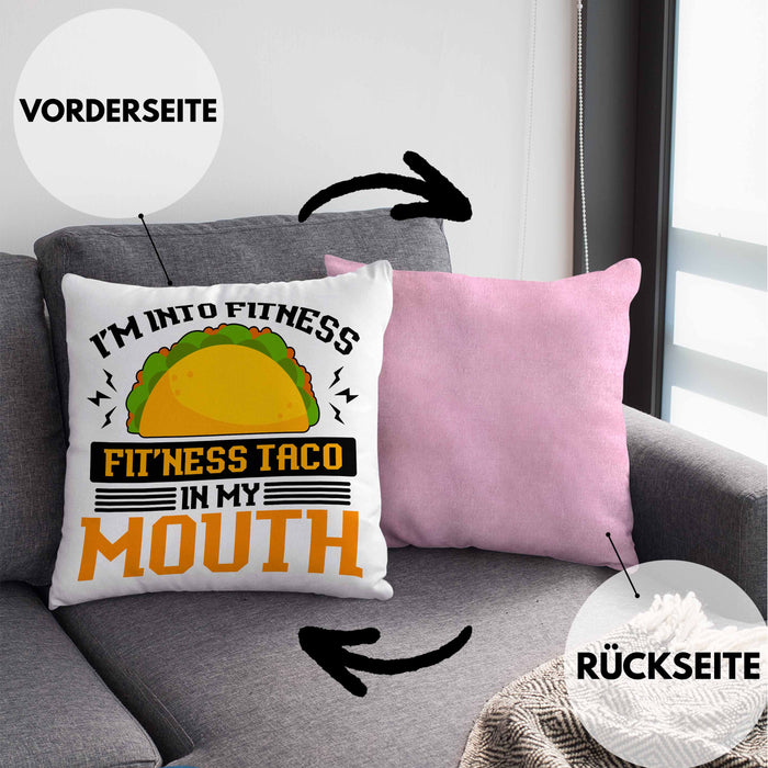 Taco Kissen mit Füllung 40x40 Taco-Liebhaber Geschenkidee für Taco-Fans (Grau) Rosa Trendation