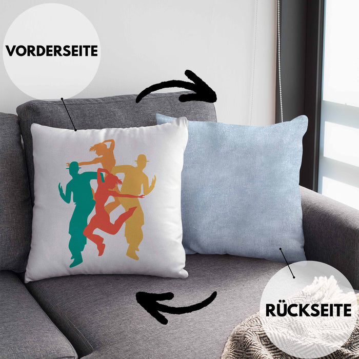 Lustige Tänzer Kissen mit Füllung 40x40 Geschenk für Tanzbegeisterte Tanzlehrer Grafik (Grau) Blau Trendation