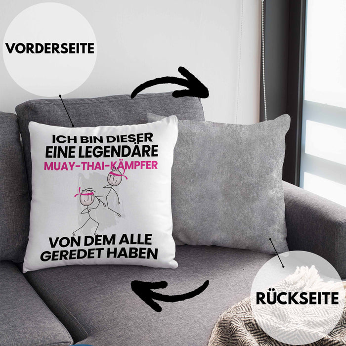 Muay-Thai-Kämpfer Geschenk Kissen mit Füllung 40x40 Lustige Geschenkidee Geburtstag für Muay-Thai-Kämpfer Ich Bin Dieser Legendäre Muay-Thai-Kämpfer Von Dem Alle Geredet Haben (Grau) Grau Trendation