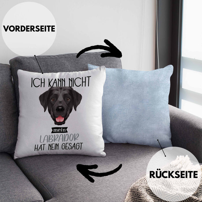 Labrador Besitzer Kissen mit Füllung 40x40 Geschenk Lustiger Spruch Geschenkidee Ich Kann Nicht Mein Labrador Hat Nein Gesagt (Grau) Blau Trendation