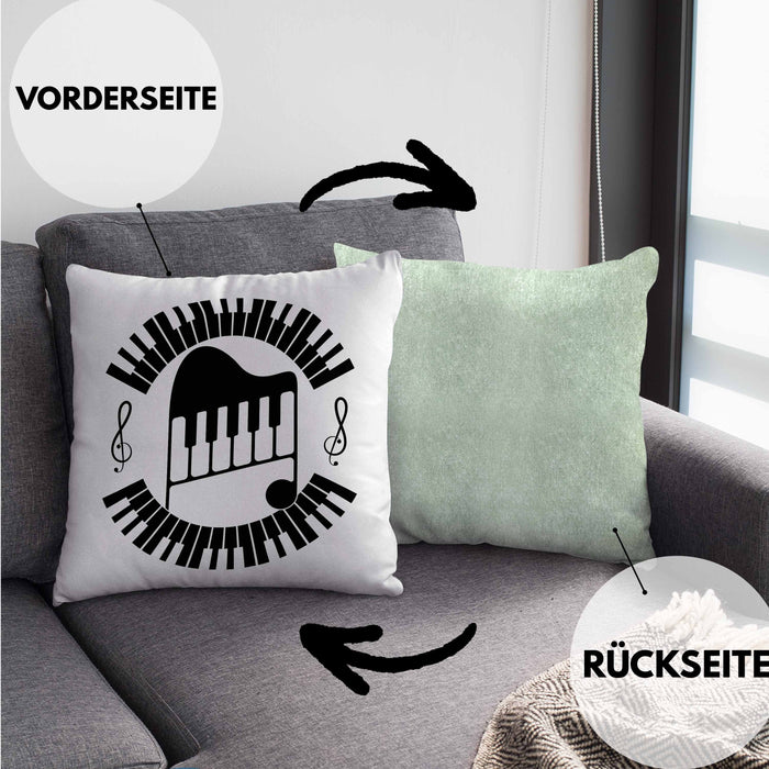 Piano-Spieler Kissen mit Füllung 40x40 Geschenk Klavier Geschenkidee Flügel Musiker Klavier Klavier-Spieler (Grau) Grün Trendation