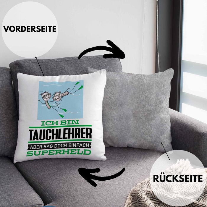 Tauchlehrer Geschenk Kissen mit Füllung 40x40 Ich Bin Tauchlehrer Aber Sag Doch Einfach Superheld Lustige Geschenkdiee für Tauchlehrer (Grau) Grau Trendation