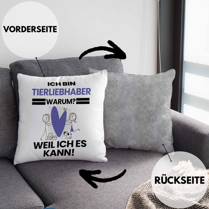 Tierwohlhaber Geschenk Kissen mit Füllung 40x40 Lustiger Spruch Ich Bin Tierwohlhaber Warum Weil Ich Es Kann Geschenkidee Bester Tierwohlhaber Geburtstag (Grau) Grau Trendation