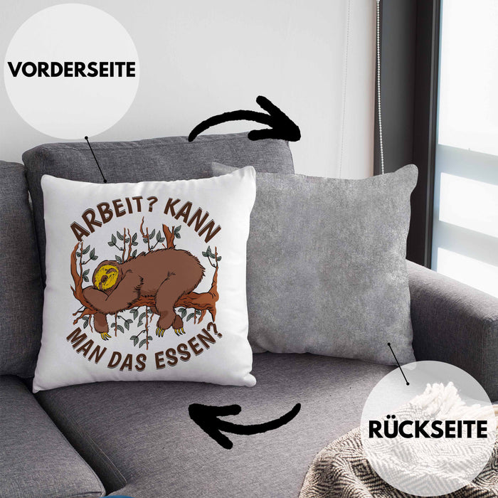Faultier Kissen mit Füllung 40x40 Geschenk Faullenzer Arbeit Kann Man Das Essen Freundin Geschenkidee (Grau) Grau Trendation