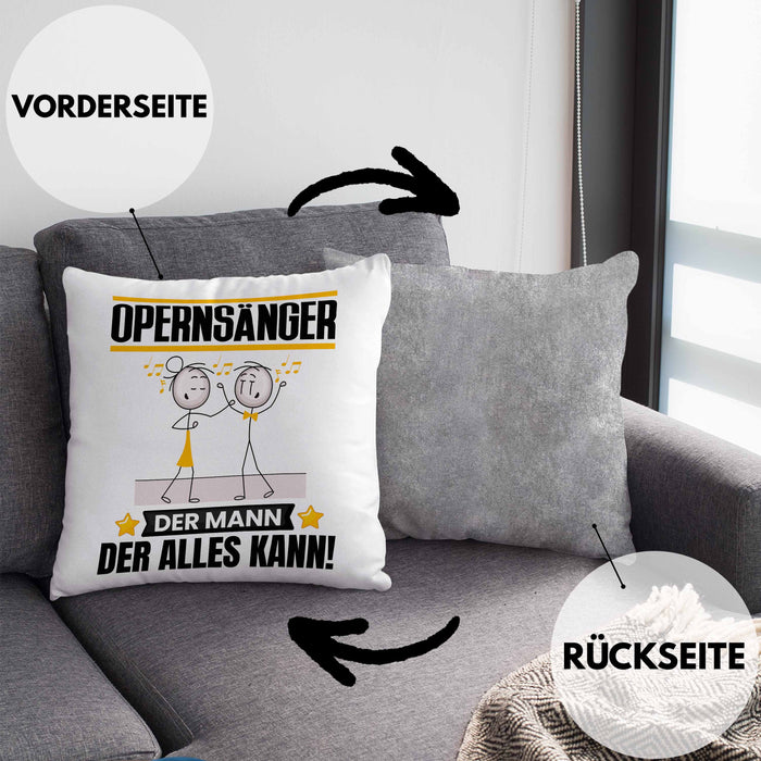 Opernsänger Kissen mit Füllung 40x40 Geschenk für Opernsänger Der Mann Der Alles Kann Geschenkidee zum Geburtstag (Grau) Grau Trendation