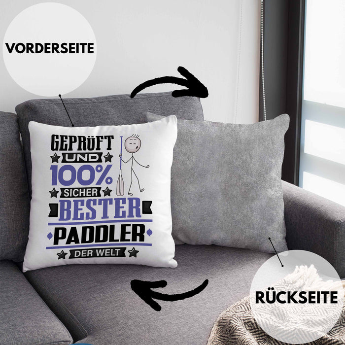Paddler Geschenk Lustiger Spruch für Paddler Geschenkidee Bester Paddler Der WeltKissen mit Füllung 40x40 (Grau) Grau Trendation