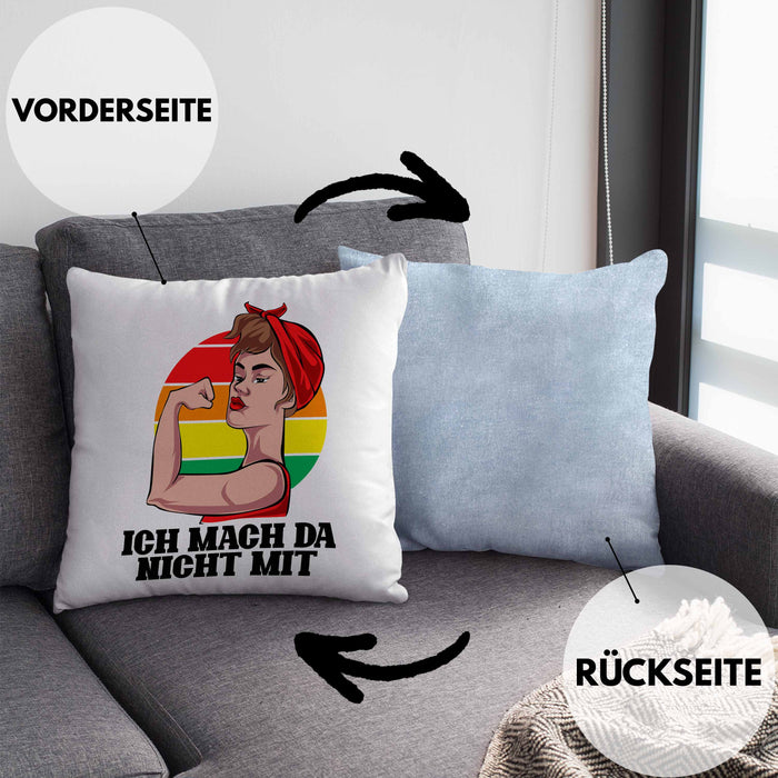 Lustige Feministen Kissen mit Füllung 40x40 Geschenk für starke Frauen Frauenpower Feminismus (Grau) Blau Trendation