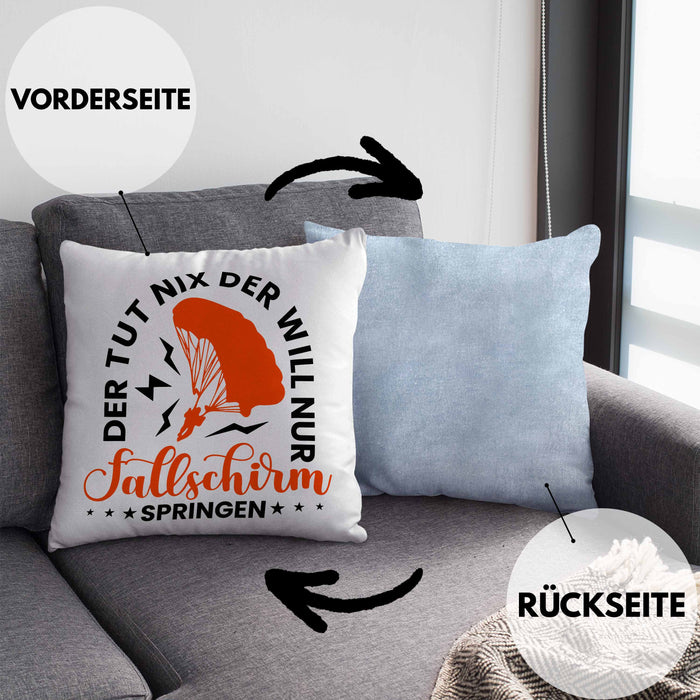 Kissen mit Füllung 40x40 Fallschirmspringer Geschenk Spruch Geschenkidee Fallschirm Springer (Grau) Blau Trendation