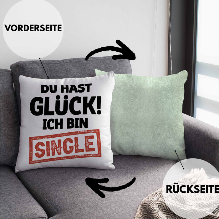 Single Solo Kissen mit Füllung 40x40 Geschenk Kollege Geschenkidee (Grau) Grün Trendation
