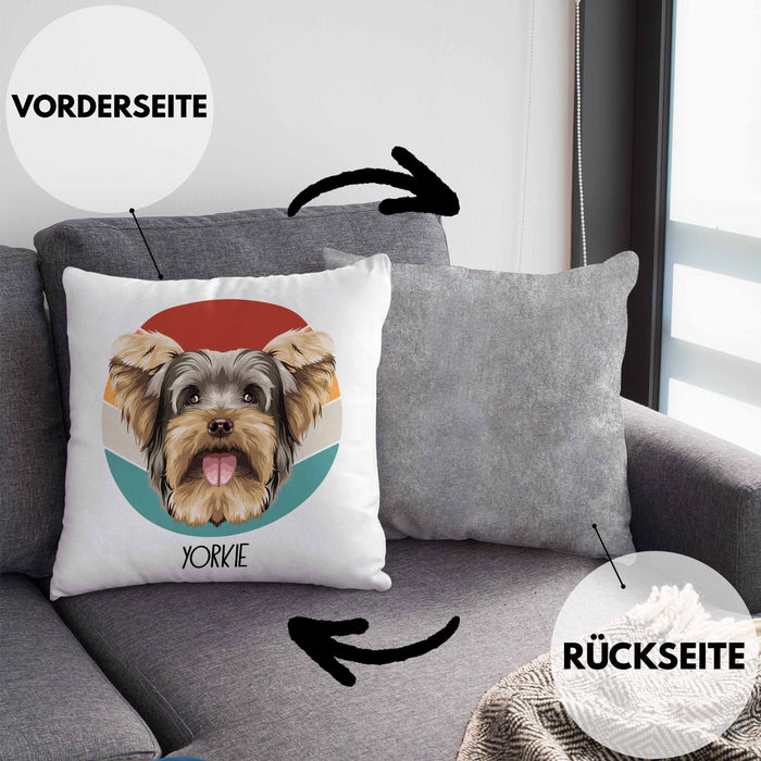 Yorkie Besitzer Kissen mit Füllung 40x40 Geschenk Lustiger Spruch Geschenkidee Yorkie Mama Papa (Grau) Grau Trendation