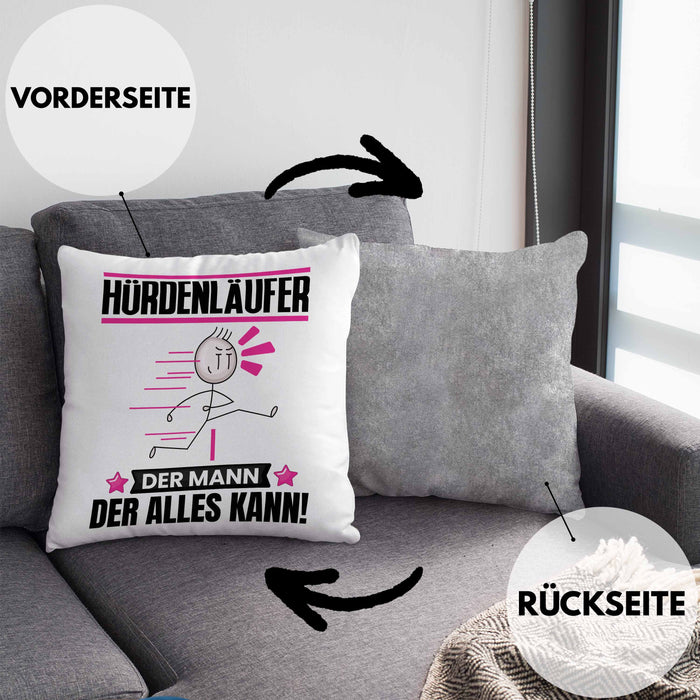 Hürdenläufer Kissen mit Füllung 40x40 Geschenk für Hürdenläufer Der Mann Der Alles Kann Geschenkidee zum Geburtstag (Grau) Grau Trendation