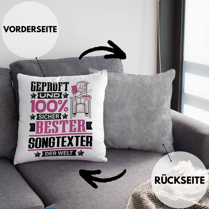 Songtexter Geschenk Lustiger Spruch für Songtexter Geschenkidee Bester Songtexter Der WeltKissen mit Füllung 40x40 (Grau) Grau Trendation