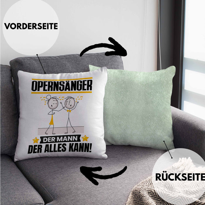Opernsänger Kissen mit Füllung 40x40 Geschenk für Opernsänger Der Mann Der Alles Kann Geschenkidee zum Geburtstag (Grau) Grün Trendation