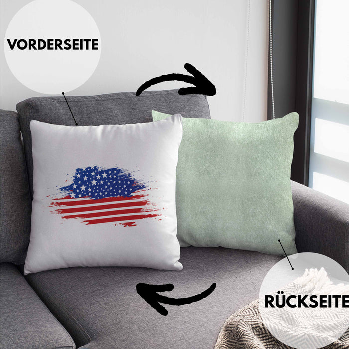 USA Kissen mit Füllung 40x40 Geschenk Amerika Geschenkidee Auslandjahr Vereinigte Staaten Von Amerika (Grau) Grün Trendation