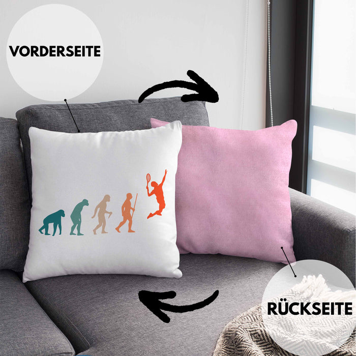 Lustige Badminton Kissen mit Füllung 40x40 Geschenk für Badmintonspieler Badminton Lehrer Coach Trainer Geschenkidee Evolution (Grau) Rosa Trendation