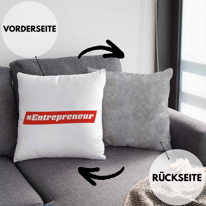 Entrepreneur Kissen mit Füllung 40x40 Entrepreneurship Geschenk Spruch Motivation (Grau) Grau Trendation