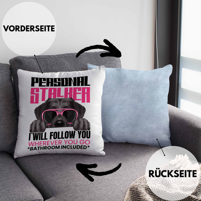 Labrador Besitzerin Kissen mit Füllung 40x40 Geschenk Lustiger Spruch Geschenkidee Personal Stalker (Grau) Blau Trendation