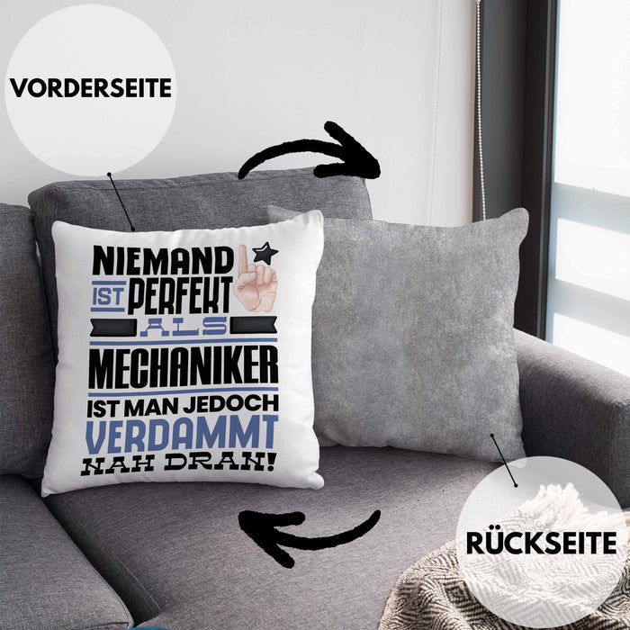 Mechaniker Geschenk Kissen mit Füllung 40x40 Lustige Geschenkidee für Mechaniker Geburtstag Niemand Ist Perfekt Aber Als Mechaniker Ist Man Nah Dran (Grau) Grau Trendation