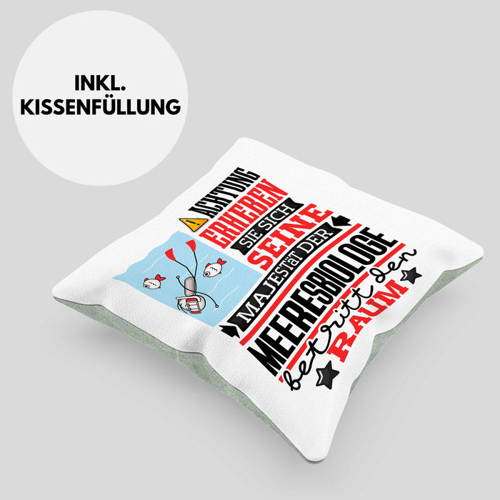 Meeresbiologe Geschenk Kissen mit Füllung 40x40 Lustiger Spruch Erheben Sie Sich Der Meeresbiologe Betritt den Raum (Grau) Grün Trendation