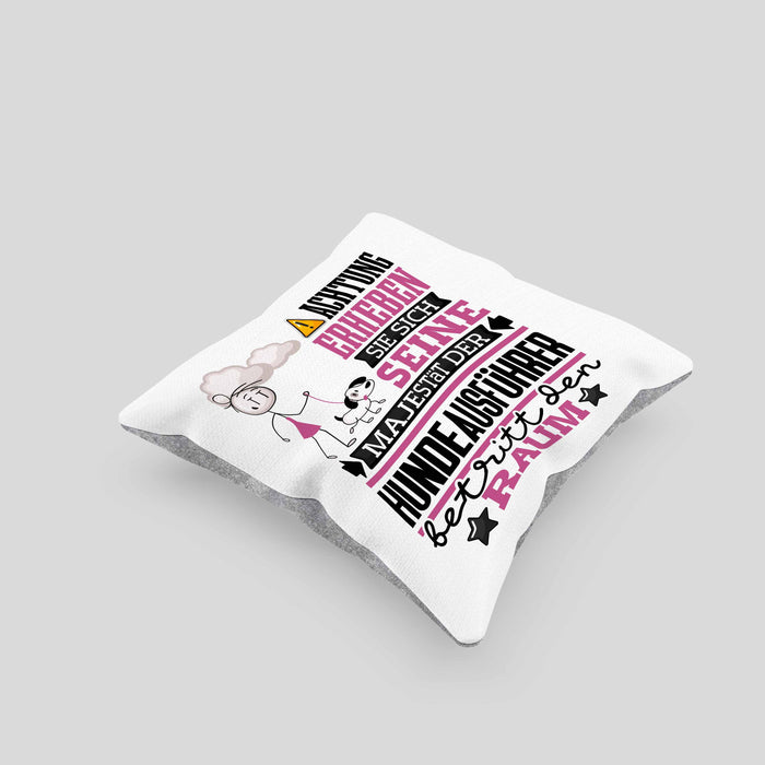 Hundeausführer Geschenk Kissen mit Füllung 40x40 Lustiger Spruch Erheben Sie Sich Der Hundeausführer Betritt den Raum (Grau) Grau Trendation