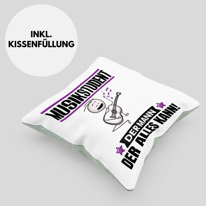 Musikstudent Kissen mit Füllung 40x40 Geschenk für Musikstudent Der Mann Der Alles Kann Geschenkidee zum Geburtstag (Grau) Grün Trendation
