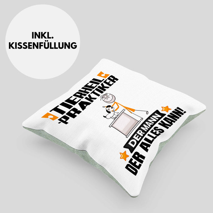 Tierheilpraktiker Kissen mit Füllung 40x40 Geschenk für Tierheilpraktiker Der Mann Der Alles Kann Geschenkidee zum Geburtstag (Grau) Grün Trendation