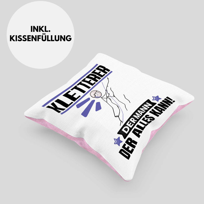 Kletterer Kissen mit Füllung 40x40 Geschenk für Kletterer Der Mann Der Alles Kann Geschenkidee zum Geburtstag (Grau) Rosa Trendation