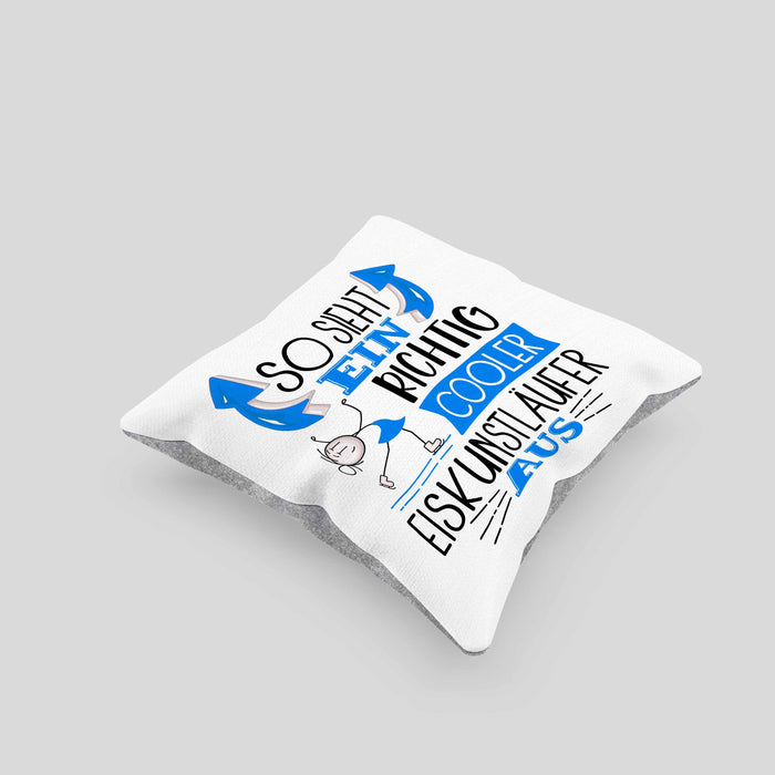 Eiskunstläufer Kissen mit Füllung 40x40 Geschenk So Sieht Ein Richtig Cooler Eiskunstläufer Aus Geschenkidee Spruch Lustig (Grau) Grau Trendation