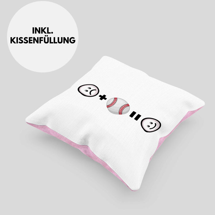 Baseball Kissen mit Füllung 40x40 Geschenk für Baseball-Spieler Lustige Geschenkidee :( + Baseball = :) Geburtstag (Grau) Rosa Trendation