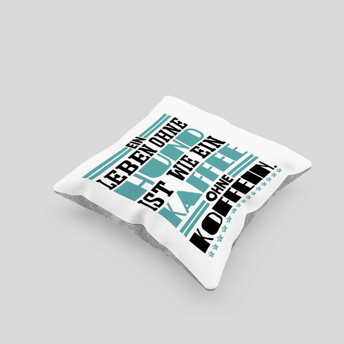 Hundebesitzer Kissen mit Füllung 40x40 Geschenk Leben Ohne Hund Wie Kaffee Ohne Koffein Geschenkidee Hunde Mama Frauchen Herrchen (Grau) Grau Trendation