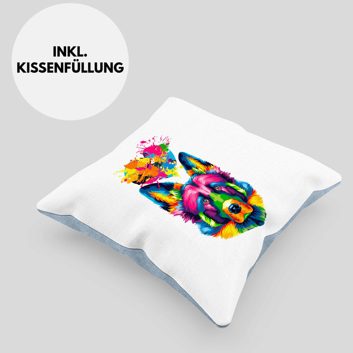 Schäferhund Herz Farbe Besitzer Kissen mit Füllung 40x40 Geschenk Lustiger Spruch Geschenkidee Schäferhund Liebhaber (Grau) Blau Trendation