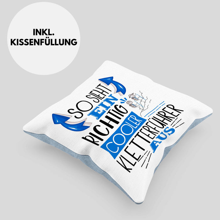 So Sieht Ein Richtig Cooler Kletterführer Aus Kissen mit Füllung 40x40 Geschenk für Kletterführer Geburtstag Geschenkdiee (Grau) Blau Trendation