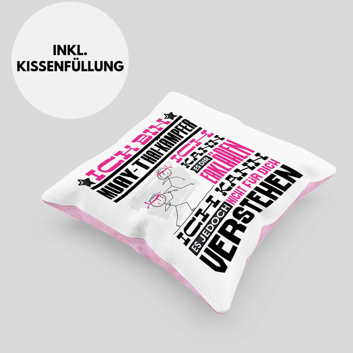 Muay-Thai-Kämpfer Geschenk Kaffee-Kissen mit Füllung 40x40 Geschenkidee für Muay-Thai-Kämpfer Ich Bin Muay-Thai-Kämpfer Ich Kann Es Dir Erklären Jedoch Nicht Für Dich Verstehen Spruch Lustig (Grau) Rosa Trendation