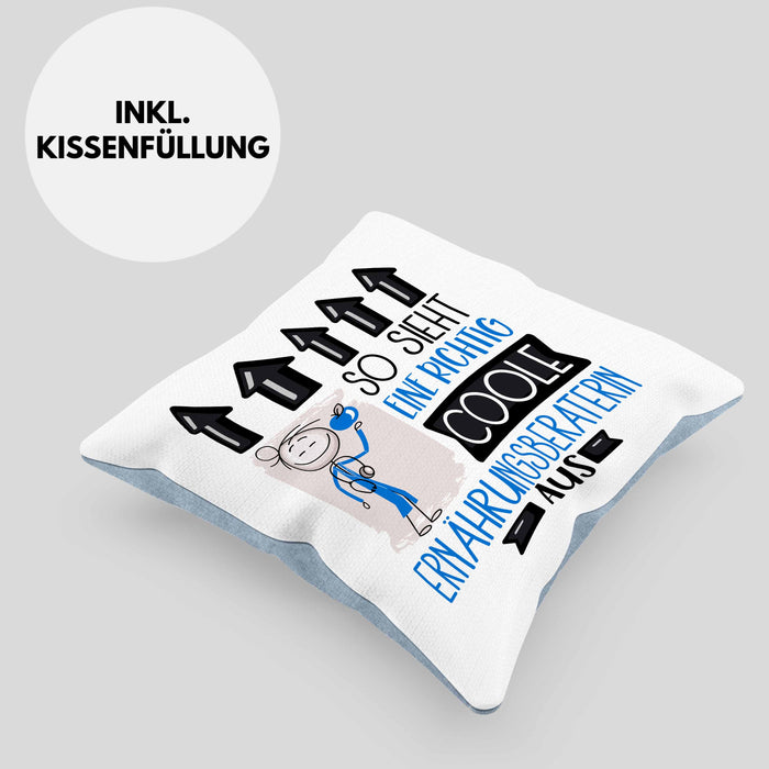 Ernährungsberaterin Geschenk Kissen mit Füllung 40x40 Lustig Geschenkidee für Ernährungsberaterin Geburtstag So Sieht Eine Richtig Coole Ernährungsberaterin Aus Frauen Spruch (Grau) Blau Trendation