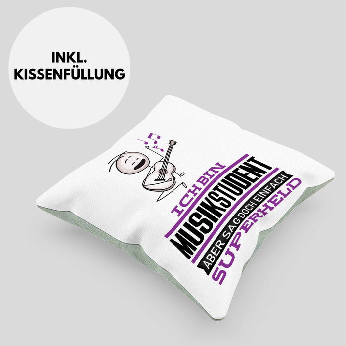Musikstudent Geschenk Kissen mit Füllung 40x40 Ich Bin Musikstudent Aber Sag Doch Einfach Superheld Lustige Geschenkdiee für Musikstudent (Grau) Grün Trendation